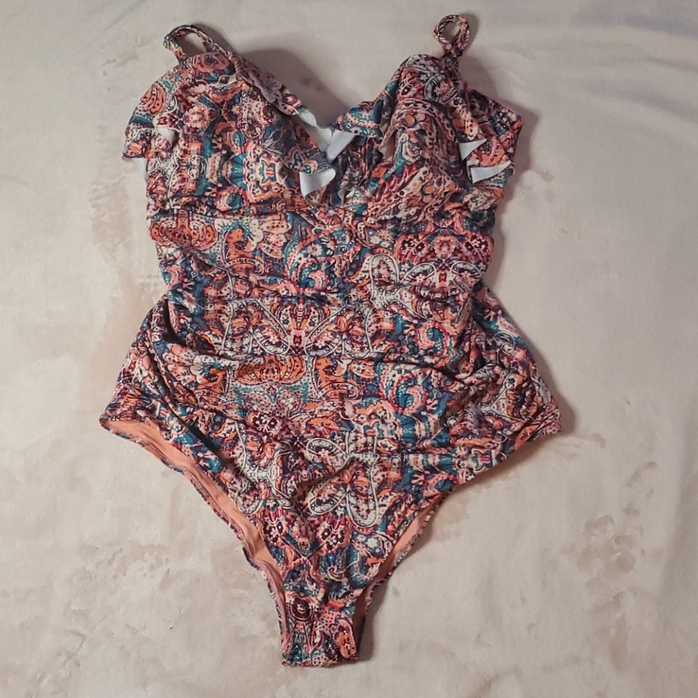 H&M Plus Strapless Print One-Piece